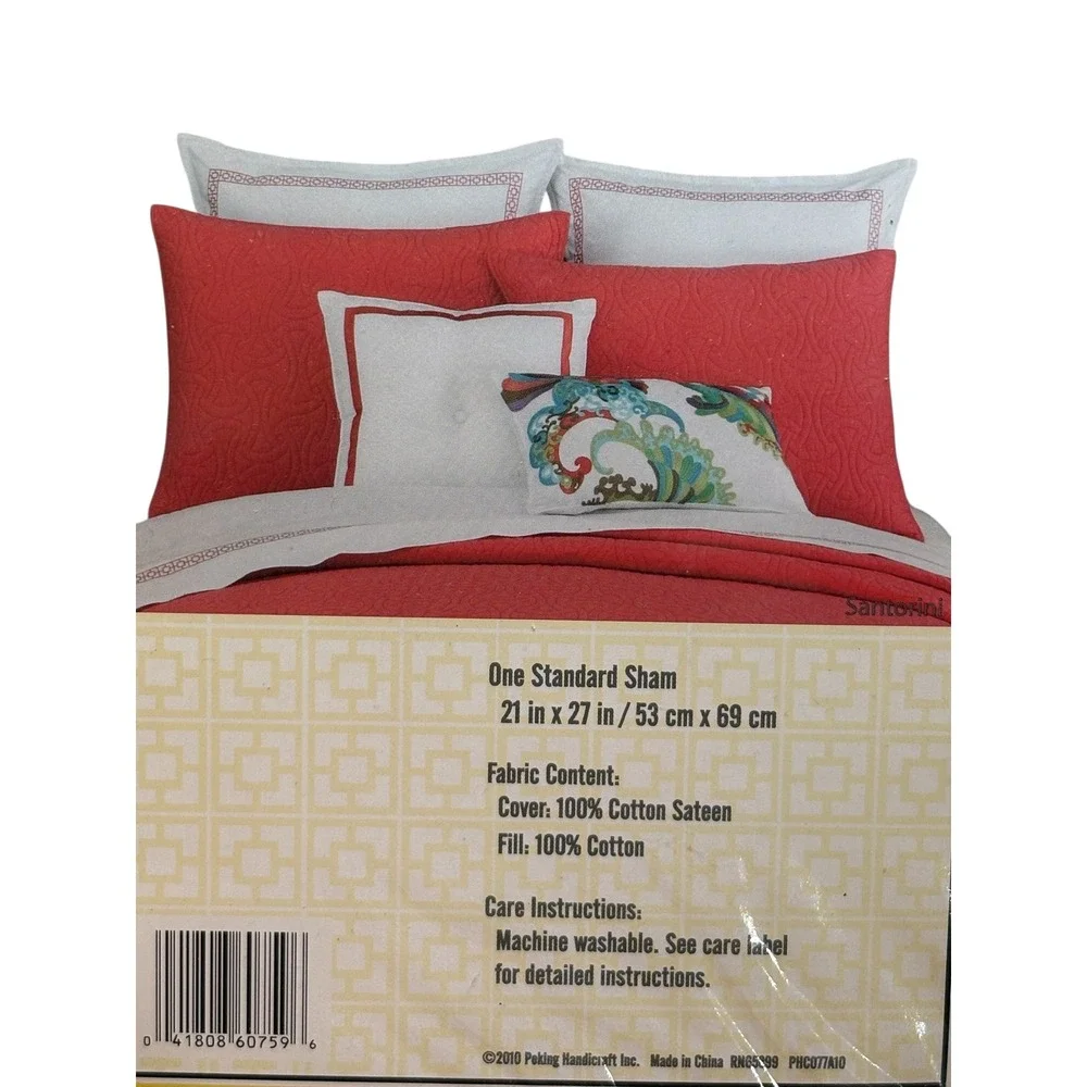 Trina Turk Santorini Standard Sham Unisex 21x27 Red‎ Quilted Cotton Sateen